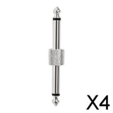 Maxbell 4x6.35 mm 1/4 Jack Plug Male to Male Guitar Coupler Adapter Connector Silver