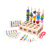 Montessori Wooden Beads Sequencing Toy Set for Kids Boys Girls Birthday Gift