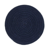 Maxbell 18cm Cotton Braided Round Table Placemat Thermal Insulation Mat Dark Blue