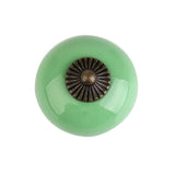 Maxbell 2x Ceramic Retro Round Drawer Cabinet Cupboard Door Handle Knob Decor Green