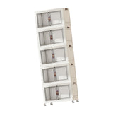 Maxbell Foldable Storage Cabinet Fashion Portable for Farmhouse Drawing Room Kitchen White 5 Layers 65 cm