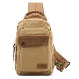 Maxbell Maxbell Unisex Vintage Canvas Shoulder Chest Sling Satchel Bag Messender Pack Khaki