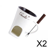 Maxbell 2xFondue Mug Coffee Cup Anniversary Home Melting Mug Butter Warmer Tapas 130ml white