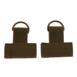 Maxbell 4x2 Pieces Outdoor MOLLE Nylon Webbing T Hook & Loop D Key Ring Tan