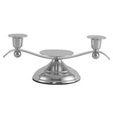Maxbell Candle Holder Desktop Ornament Pillar Candle Stand for Hotel Festival Mantel Silver
