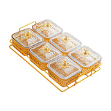 Maxbell Divided Serving Dishes Nut and Candy Serving Tray for Candy Appetizer Snacks 6 Grid Gold