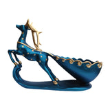 Maxbell Wine Bottle Holder Animal Figurine Bottle Rest Statue for Bar Countertop Decor Deer Dark Blue