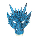 Maxbell 3xDragon Mask Scary Dinosaurio Animal Mask for Stage Performances Wedding Prom Blue