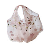 Maxbell Embroidery Flower Handbag Reusable Grocery Bag for Travel Camping Women Girl Pink