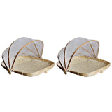Maxbell Bamboo Tent Basket Serving Food Outdoor Picnic Pop Up Mesh Net Cover L + S