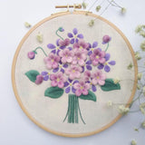 3D Pansy Flower Stumpwork Crafts DIY Embroidery Starter Kit with Cross Stitch Tools For Beginners Sewing - Aladdin Shoppers