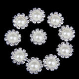 Maxbell 30xPhenovo Crystal Faux Pearl Buttons Flatback Decor DIY 14.5mm 10pcs Beige