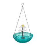 Maxbell Solar Bird Bath Large Solar Powered for Courtyard Garden Hook Patio Blue