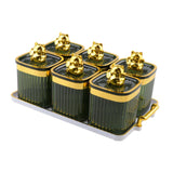 Maxbell Sugar Jars 6 Grids with Tray Multifunctional for Living Room Kitchen Wedding Fruit Green