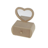 Maxbell Phenovo Unfinished Wooden Jewelry Storage Box with Heart Shape Glass Mirror - Aladdin Shoppers