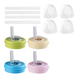 Maxbell 4x Soda Can Lids with Straws for Canned Beverage Juice Seltzer Airtight Seal