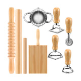 Maxbell Pasta Making Tool Set Rolling Pin Gnocchi Pasta Maker for Gifts Homemade DIY 9 Pieces