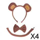 Maxbell 4xMonkey Ears Headband Tail Bowtie Set Hairband for Masquerade Halloween Party without Tutu