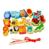 Maxbell Wooden Bead Threading Toy Gifts Wooden Lacing Toy for Children Kids Toddlers animal