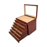 Maxbell Wood Pen Display Box Collection Gift Portable 78 Slots for Party Home Office red