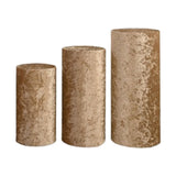 3Pcs Cylinder Pedestal Stand Covers Decoration Tablecloth Plinth Stand Cover Light Coffee