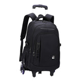 Maxbell Rolling Backpack Portable Nylon Trolley Suitcase for Business Travel Camping Black 6 Wheels