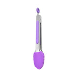 Maxbell 4xKitchen Tongs with Silicone Tips Food BBQ Cooking Utensil 7 inch Purple