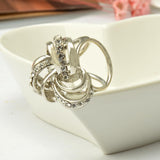 Maxbell Fashion Women Rhinestone Three Loops Scarf Clips Wedding Party Favor Silver - Aladdin Shoppers
