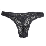Maxbell Men Sexy See Through Flower Lace Underwear Briefs T-back G-string Black XL - Aladdin Shoppers