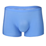 Maxbell Maxbell Mens Silk Underwear Sexy Seamless Boxer Briefs Short Leg XL Blue