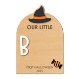 Maxbell Baby's First Halloween Footprint Plaque DIY Holiday Nursery Decorative Board Hat