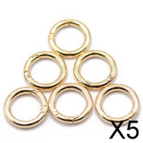 Maxbell 5x6Pcs Backpack Plated Alloy Round Spring Snap Hooks Clip Keychain Ring Gold