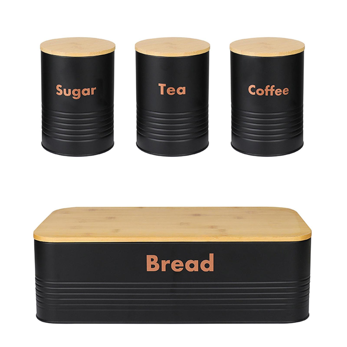 Maxbell Kitchen Canisters Set Rustic Metal Bread Box Bin for Coffee Shop Home Pantry