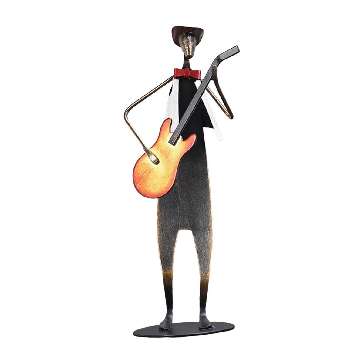 Iron Music Man Statue Model Musical Performer Figurine for Home Cafe Guitar Player