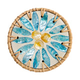 Maxbell Rattan Coaster Boho Placemat Pad for Party Supplies Centerpiece Housewarming Blue