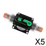 Maxbell 5xIn-Line Manual Reset Circuit Breaker Car Stereo Audio Fuse 12V/24V/32V 10A