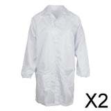 Maxbell 2xUnisex ESD-Safe Anti-Static Premium Lab Jacket Coat Clothing White XXL