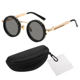 Maxbell Adjustable Polarized Sunglasses Rounded Glasses for Beach Outdoor Activities black gold