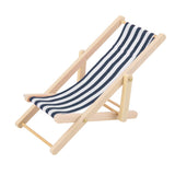 Maxbell 10xWooden Lounge Chair Blue White Striped 1/12 Dollhouse Miniature Furniture