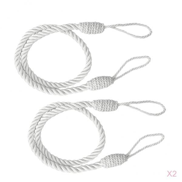 Maxbell 4 PCS  Rope Curtain Drape Tiebacks Tassel Living Room Bedroom White