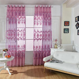 Maxbell 100*250cm Flower Window Curtain Sheer Valance Voile Light Purple - Aladdin Shoppers