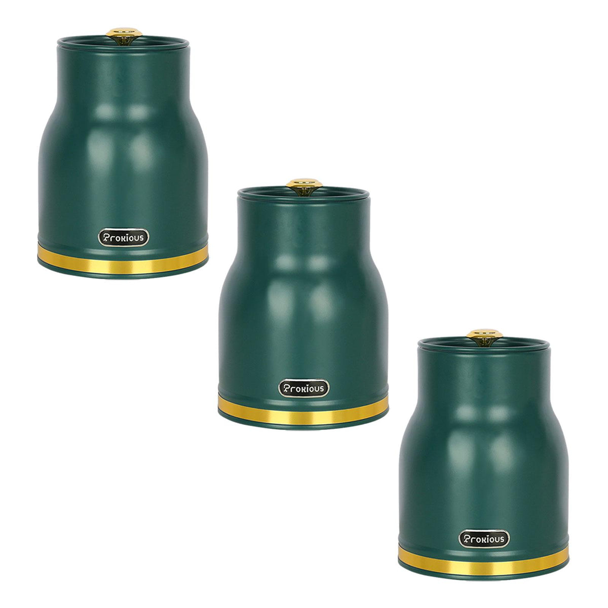 Maxbell Kitchen Canisters Set Countertop Rustic Food Jars for Grain Cookie Pet Treat 3 Small Green Jars