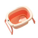 Maxbell Foldable Baby Bath Tub Freestanding Anti Slip Compact Bath Basin for Newborn Pink