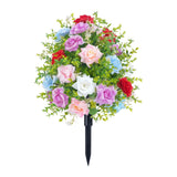 Maxbell Artificial Rose Flower with Ground Spikes Fake Plant for Yard Farmhouse Party Multicolor
