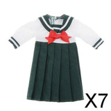 7xLovely Doll Mini School Uniform Dress Clothes for 1/6 Girl Dolls Blackish Green