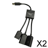 Maxbell 2x3 in 1 USB C Type C OTG Host Cable Hub Cord Adapter Splitter Connector Black