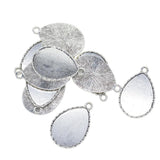 Maxbell 10 Pieces Tibetan Silver Water Drop Shaped Settings Bezel Tray Pendant Blank Fit for 40x30mm Cabochons - Aladdin Shoppers