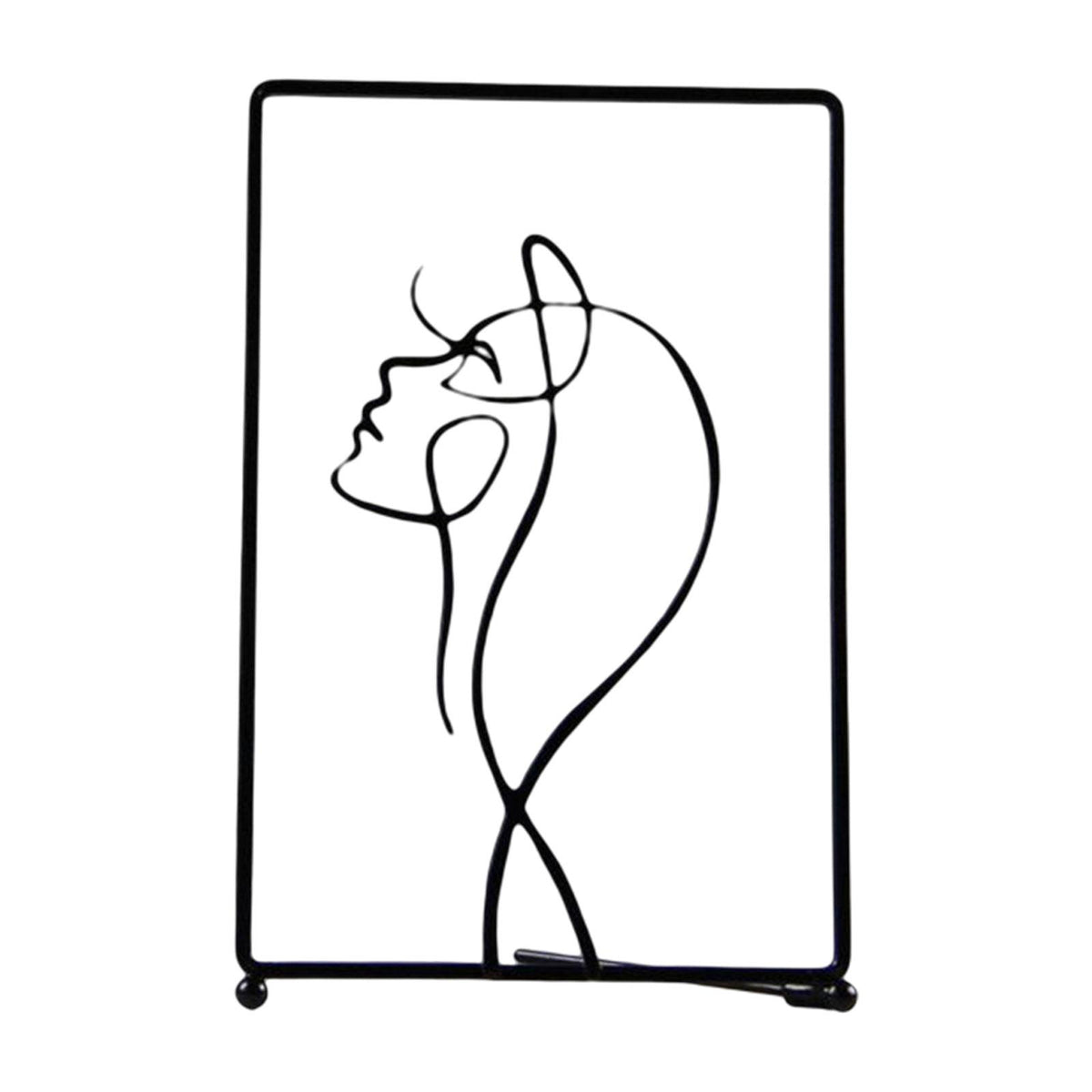 Maxbell Maxbell Abstract Metal Frame Human Face Statue Figurines Woman Art Line Drawing