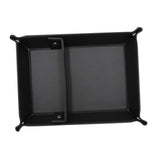 Maxbell PU Leather Desktop Storage Tray Compact Organization for Keys Phone Bathroom Black