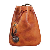 Maxbell Mini Drawstring Bag Vintage Style Coin Pouch Hanging for Men Women Waist Bag Brown